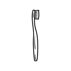 Simple Black and White Toothbrush Illustration for Dental Hygiene Concepts