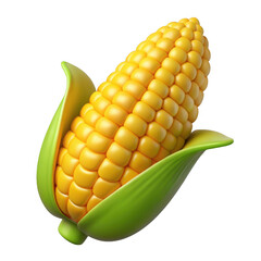 3d render of corn on the cob isolated on transparent background