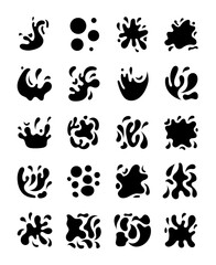 Abstract Black Splash Elements in Graphic Design