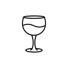 Minimalist Wine Glass Icon with Liquid Simple Line Art Illustration