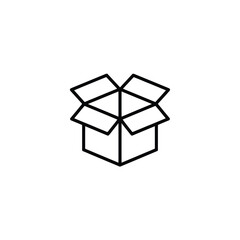Simple Open Cardboard Box Outline Icon for Delivery Moving and Storage