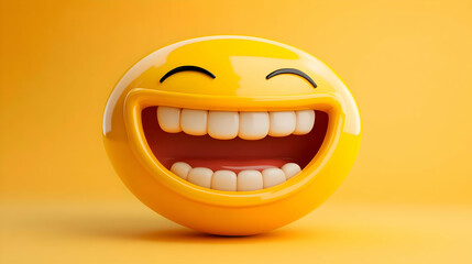Smiley with Wide Grin on Yellow