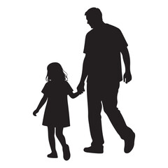 Father and Daughter Silhouette vector