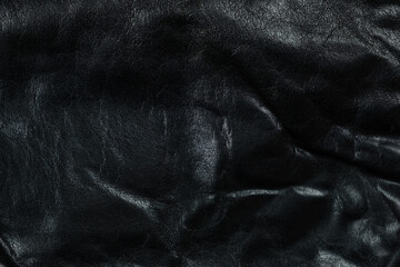 Abstract Black Leather Background, Macro Texture.