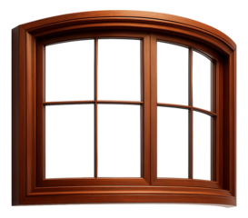 Wooden windows with a custom-built frame to fit a curved wall, designed for a unique architectural feature in a modern estate.