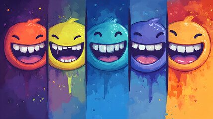 Obraz premium Multicolored Smiley with Wide Grins