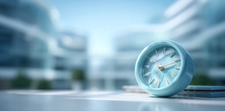 A well-structured workspace, such as an office desk with a calendar and an alarm clock, is crucial for maintaining organization and keeping track of time