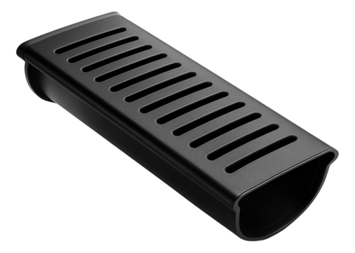 Plastic roof gutter guard for a townhouse, keeping leaves and debris out of the gutter system while allowing water to flow freely.