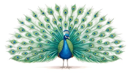peacock on white background