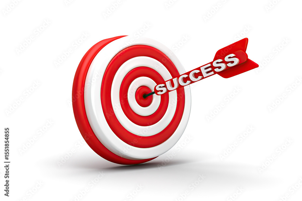 Poster achieving goals a 3d render of a target with an arrow marked success, illustrating business strategy