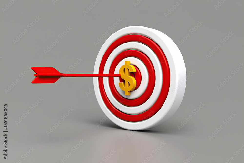 Poster achieving financial goals a 3d render of a bullseye target with a dollar sign in the center and an a