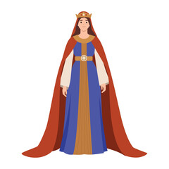 Byzantine Royal Woman in Traditional Attire. Flat vector illustration isolated on white background