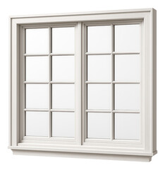 Obraz premium Grid-style windows with a white wooden frame, perfect for a classic look in a suburban home.