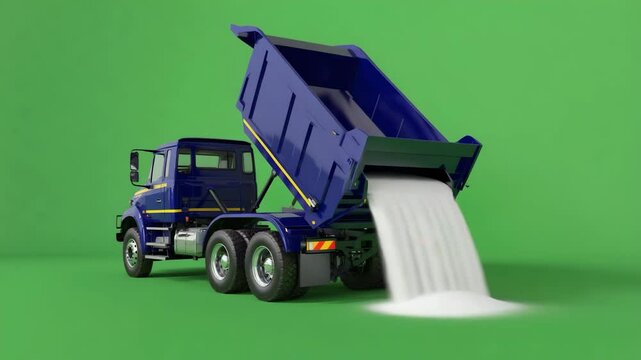 Dump truck unloading sand on a construction site during the day