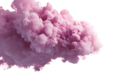 Abstract pink smoke cloud, isolated on black background.