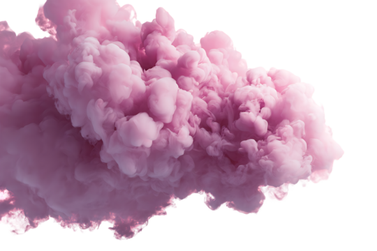 Abstract pink smoke cloud, isolated on black background.