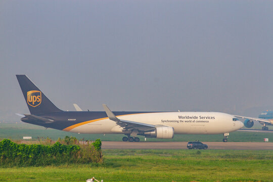 Ho Chi Minh City, Vietnam - November 5, 2020 : A Boeing 767-300F Airplane Of UPS (United Parcel Service) With Registration N369UP Preparing To Take Off.