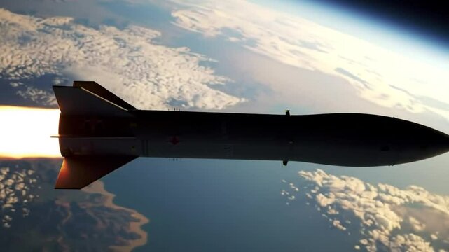 a ballistic missile soaring through the upper atmosphere