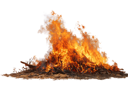 Large bonfire burning brightly at night.