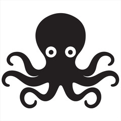 Fototapeta premium Minimal Octopus Logo Design, Elegant Silhouette Style Vector Art for Unique Branding, Professional Identity, and Clean, Nature-Inspired Logo Concepts