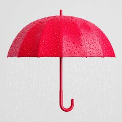 A cold rain is made more bearable by a bold red umbrella's warmth
