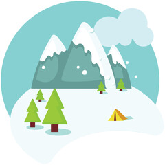 Avalanche vector. Snow slide down from mountain icon. Natural snowslide disaster landscape illustration isolated on white background