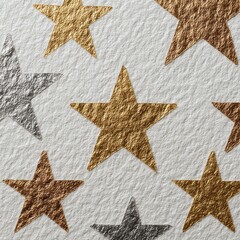 This New Year card presents a minimalistic and clean design, incorporating a soft ivory background with a subtle grid layout of small elegant gold stars