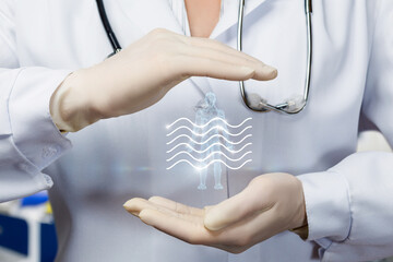 Doctor shows virtual care tech in clinic