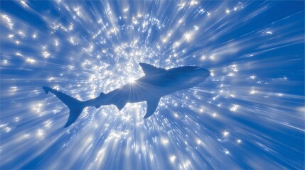 Exploring marine life in sunlit ocean depths where sharks swim