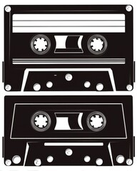 Retro record player captured in a simple yet elegant black and white illustration