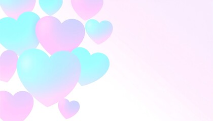 Pastel Hearts Floating on White Background.