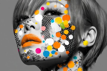 A woman's profile is depicted in a minimalist style with psychedelic elements