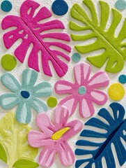Modern design featuring vibrant and colorful collage art that incorporates paper flowers and abstract shapes