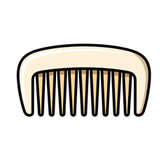 Illustration of a Simple Beige Comb with Black Outline for Hair Grooming and Styling