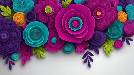 A colorful collage of vibrant paper arts featuring intricate floral and abstract patterns