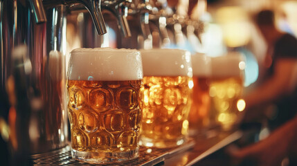 Freshly tapped golden beer