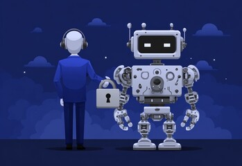A stock-controlling entrepreneur in digital chains embodies the modern world's dependence on technology and the overwhelming dominance of stock