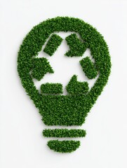 A light bulb-shaped green recycling symbol represents eco-friendly energy and sustainability