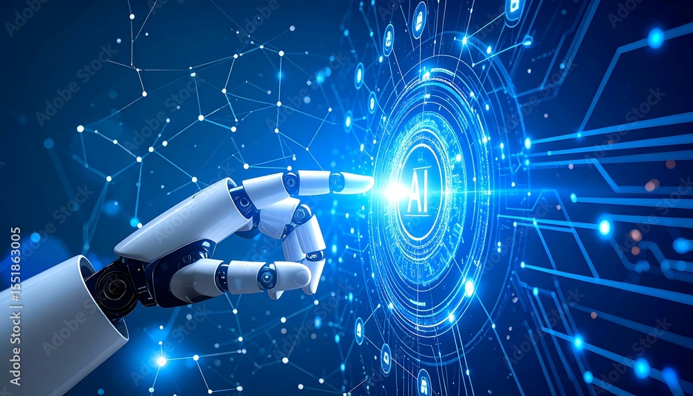 Aufkleber Robot hand interacting with AI technology.