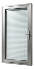 Fototapeta premium Glass door with integrated blinds, perfect for a private residence, offering adjustable privacy and light control.
