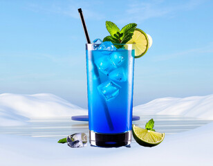  cocktail on blue background