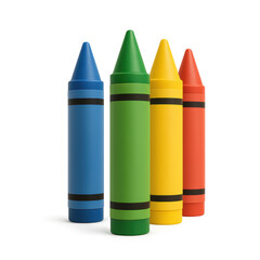 Vibrant Crayons: A collection of four colorful crayons in blue, green, yellow, and red, arranged to create a striking visual representation of color and creativity.