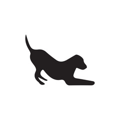 Dog vector silhouette,black color isolated on white background.Vector illustration