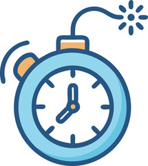 timer bomb vector outline icon on white or transparent background. Military Solid Editable Icon