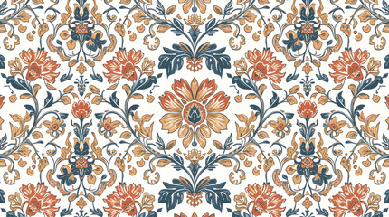 Exquisitely detailed Indonesian batik pattern showcases a timeless marriage of cultural heritage and sophisticated design. Intricate floral vines unfurl symmetrically across a warm cream backdrop