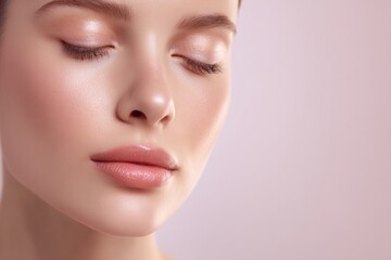 Obraz premium minimalistic close-up capturing flawless makeup on serene face