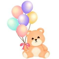 teddy bear with balloons