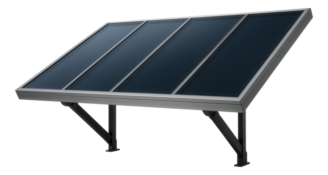 A solar panel awning for an energy-efficient home, integrating sustainable technology with practical shading.