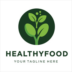Healthy Food Logo Template, Green Vegetables