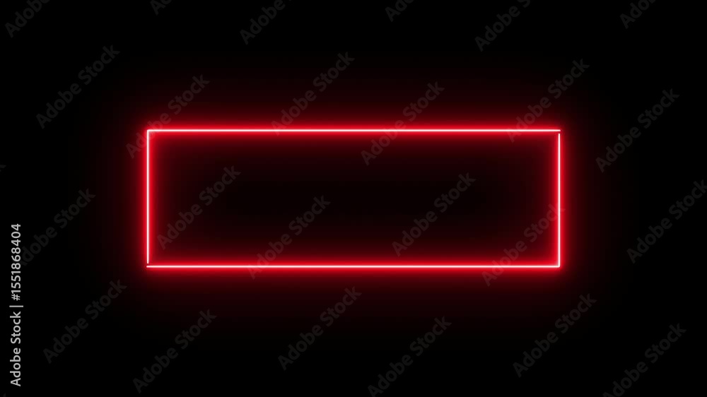 Poster neon square glowing in the dark, red neon light, illuminate frame design with dynamic corners. abstr